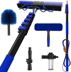 30Ft Reach Solar Panel Cleaning Brush Kit with 5-24ft Telescoping Pole, Water Fed Window Cleaner Tool with 20" Brush, Soap Dispenser, Cobweb Duster, Squeegee for Roof, RV, Gutter, Boat, Deck by SKGPOLE