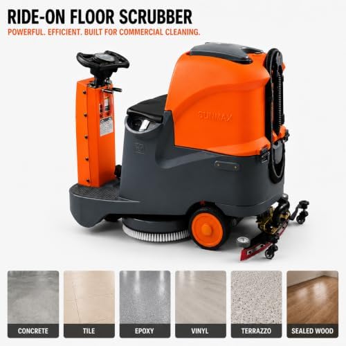 SUNMAX 22" Ride-On Floor Scrubber, 18.5-Gal Tanks, Lithium Battery - Image 3