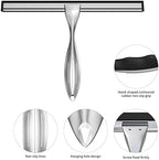 14-Inches Stainless Steel Shower Squeegee Set, Include Shower Door Hook, Adhesive Hook and Spare Silicone Blade, Window Squeegee for Shower Glass Door, Bathroom, Mirror, Window and Car Glass - Image 2
