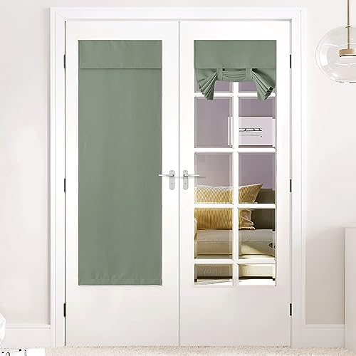 NICETOWN Greyish Green Blackout French Door Curtain Window Cover by NICETOWN