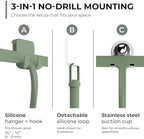 GÜTEWERK Silicone Shower Squeegee with 3-in-1 No-Drill Mount, Green, 11'' - Image 3