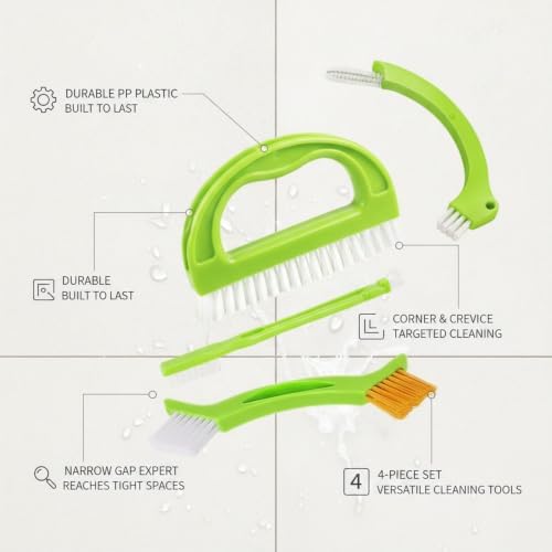 Grout Cleaning Brush Set, 4-Piece Tile Scrubbing Tool Kit for Narrow Gaps and Corners, Durable PP Plastic Crevice Cleaner for Bathroom Shower and Kitchen Backsplash (Set of 4) - Image 5