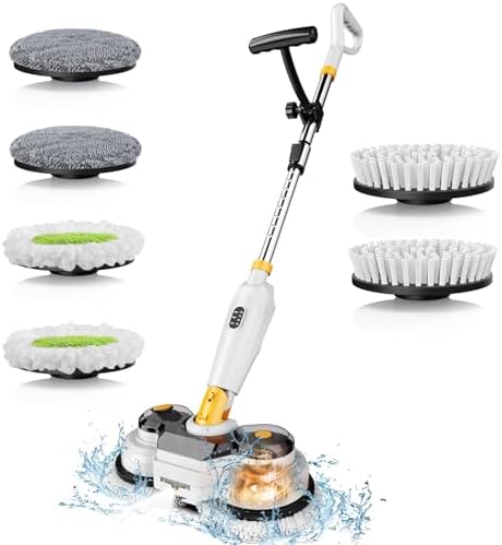 Cordless Electric Mop for Dewalt 20V Battery (NO Battery), 2 in 1 Electric Spin Mop & Electric Floor Scrubber Machine with LED Light & Water Spray,800 RPM Electric Mops for Floor by denqirProLi-PowerTools