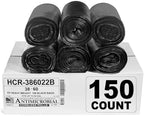 Aluf Plastics 60 Gal Black Trash Bags, 22 Micron (EQ.), 38" x 60" (150 Pk) by AlufPlastics
