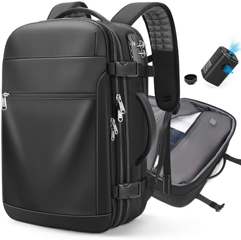 POSO Vacuum Backpack Travel, 60L Expandable Vacuum Seal Backpack with Pump & Laptop Compartment (Fits 17") by POSO