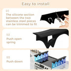 Silicone Stove Gap Covers with Stainless Steel, Oven Gap Filler Seals Gaps Between Stovetop and Counter, Stove Gap Guards Range Trim Kit, Easy to Clean Stove Gap Guard (Black 2 Pack,21" with mat) - Image 6