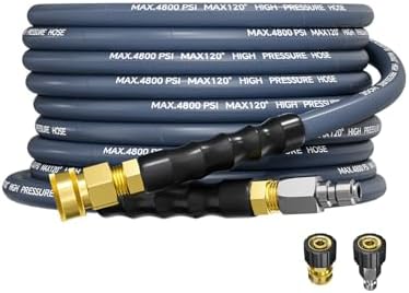 3/8" 4800PSI Pressure Washer Hose 25FT Swivel Quick Connect by TechSweeppro
