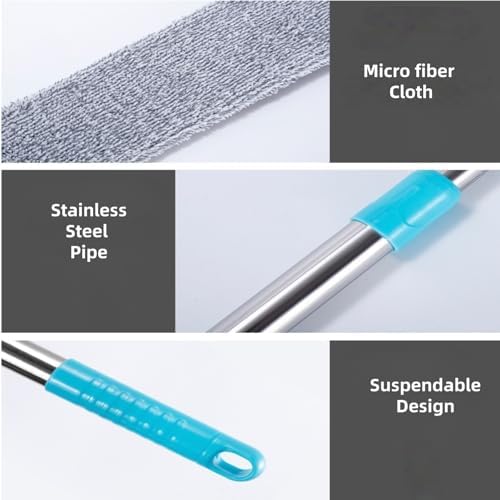 Flat Duster for Under Appliances Cleaning Tool with 4 Microfiber Dusting Cloths, Flat Duster with Extension Pole, Retractable Gap Dust Cleaning Artifact, Bendable Microfiber Duster Mop (2) - Image 4