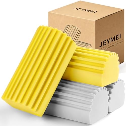 Jeymei Damp Clean Duster Sponge,4Pcs Dust Sponge for Cleaning,Gray & Yellow by Jeymei