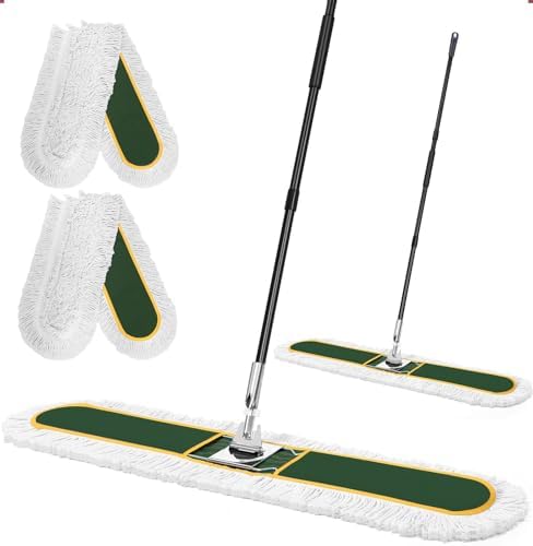 48" Commercial Dust Mop for Floor Cleaning with 2 Cotton Mop Pads by Makecleaningmoreefficient