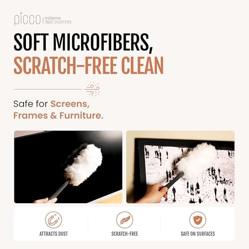 milema Picco 360 Double-Sided Duster, White, 1 Short Handle, 23 Refills - Image 6