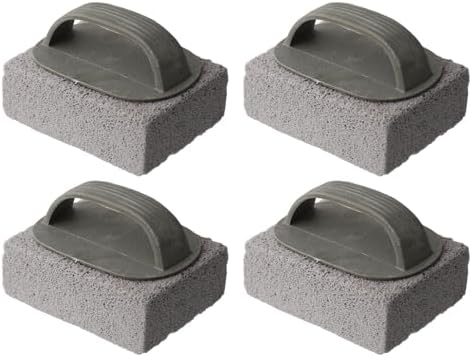 Grill Cleaning Brick Set with Ergonomic Handle, Natural Pumice Stone, Scratch-Free BBQ Tool for Grills, Oven Racks, Tiles, and Stovetops, 4 Pieces by Unknown