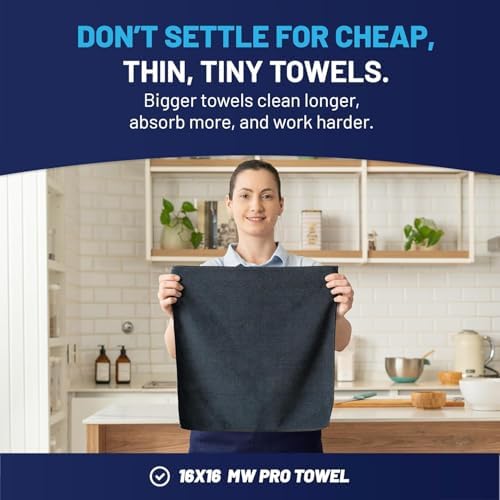 Microfiber Wholesale Cleaning Cloths (48 Pack) | Size 12" x 12"| All Purpose Microfiber Towels - Clean, Dust, Polish, Scrub, Absorbent (Black) - Image 3