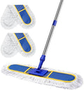 29.5" Commercial Dust Mop for Floor Cleaning,Heavy Duty Floor Duster with 2 Cotton Reusable Mop Pads,61” Long Handle Wet Dry Flat Mops for Hardwood Floors,Marble, Laminate,Tile,Concrete,Garage (Blue) by Unknown