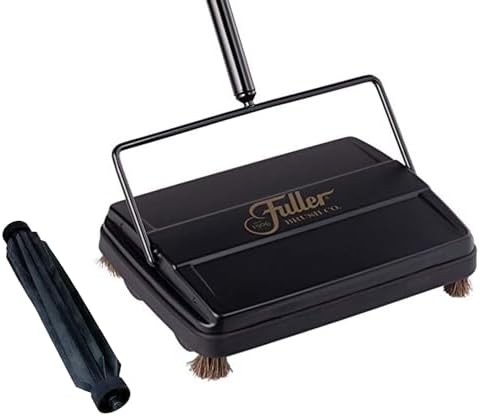 Fuller Brush Electrostatic Carpet & Floor Sweeper with Additional Rubber Rotor - 9" Cleaning Path - Lightweight - Ideal for Crumby & Wet Messes (Black + Rubber Rotor) by FullerBrush