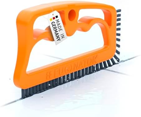 FUGINATOR® Grout Brush Orange/Gray - Ergonomic Heavy Duty Cleaning Brush for Bathroom, Shower & Kitchen - Deep Detail Scrubber for Wall & Floor Tiles, Crevices & Tight Spaces - Made in Germany by Fugenial