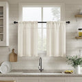Linen Curtains 24 Inches Long 2 Panels for Kitchen Window Semi Sheer by DUKIYO
