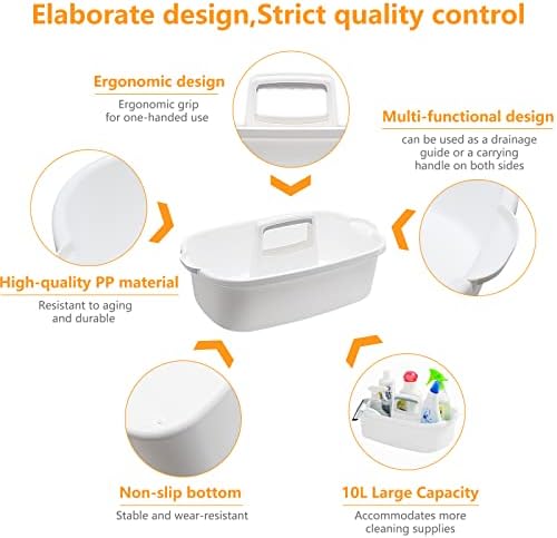 Goderewild 2 Pack Multi-Purpose Plastic Cleaning Caddy with Handle, Shower Caddy Organizer/Storage Basket/Totes Portable for Bathroom Supplies, Cleaning Products, Under Sink Tool. (blue+white) - Image 2