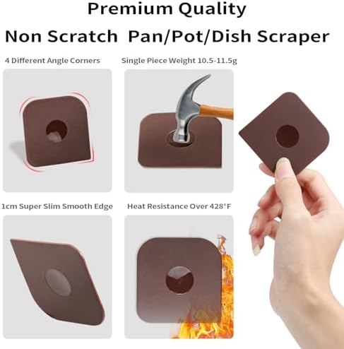 Herda Pan Scraper Dish Scraper Tool Set, 5 Pack Plastic Pot Food Scraper - Image 4