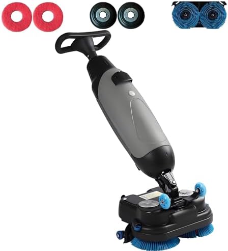 Commercial Walk Behind Floor Scrubber, Portable, 2x250W Brush Power, Dual 4L+7L Tanks, 1200㎡/h Coverage, for Home Office (Grey) by Unknown