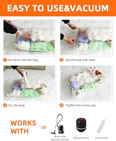 Vacuum Storage Bags for moving, Vacuum Seal Bags for Memory Foam, Latex, Clothing & Bedding, Space Saver Bags for Organization and Storage (Medium) - Image 3