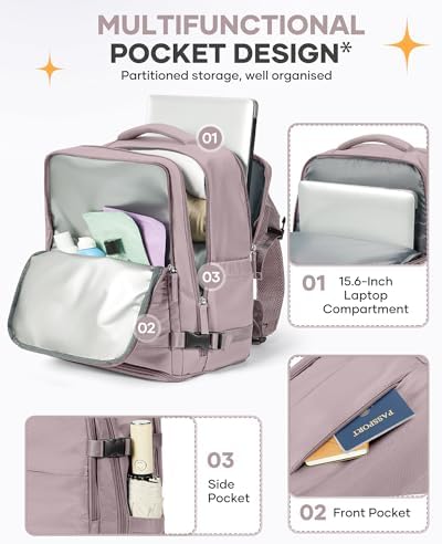 Travel Backpack Carry On Flight Aapproved Personal Item Travel Bag Mochila De Viaje Travel Backpack For Men Spirit Airlines Personal Item Bag 18x14x8 Carry On Backpack For Airplanes Lotus Root Pink - Image 4