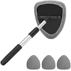 Extendable Car Windshield Cleaning Tool with Microfiber Pads, Gray by AUKEPO