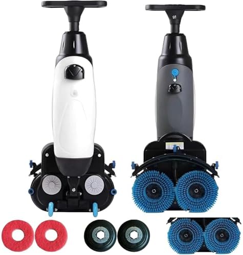 Commercial Floor Scrubber Machine Electric 17 Inch, Lightweight Dual Tank Deep Clean Rotary Double Brushes 13000 Sqft/H for Bathrooms Hospitals Schools White by Unknown