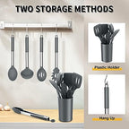 E-far Kitchen Utensils Set, 14-Piece Gray Silicone Cooking Utensils Set - Image 6