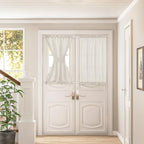 2 Panels Natural Thick Linen Door Curtain W35 x L40 Semi Sheer by DUKIYO
