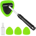 JUSTTOP Windshield Cleaner Tool, Car Interior and Exterior Window Cleaning Kit with Extendable Handle & 4 Reusable Microfiber Pads, Auto Glass Wiper Brush Kit for Car & Home Windows (Green) by JUSTTOP