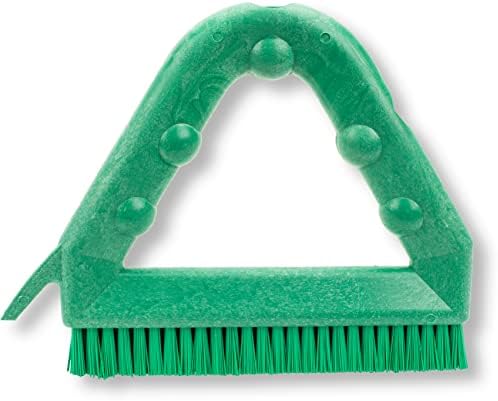 SPARTA Plastic Commercial Grout Brush, Triangle-Shaped Scrub Brush with Scraper and Two Threaded Holes for Attaching Handle (Sold Separately), 9 x 7 x 7 Inches, Green - Image 3