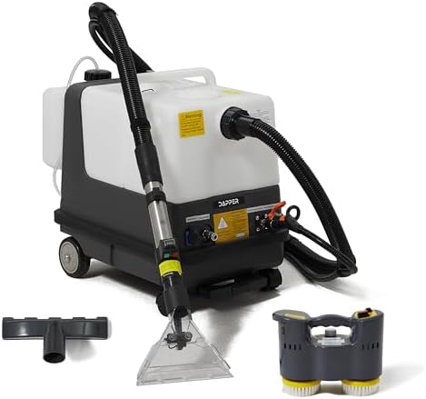 Dapper Commercial Carpet and Upholstery Extractor Cleaning Machine with Steam, Spray-Vacuum, & Mite Remover. 2.5 Gal Tank — Designed for Deep Cleaning. Dual Separate Circuit Power Cords by DapperSupply