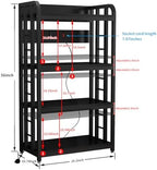 Bakers Rack with Power Outlet ，Microwave Stand 4-Tier Kitchen Baker's Rack, Free Standing Baker's Rack Kitchen Stands with Storage Suitable for Kitchen, Living Room, Dinning Room，Coffee Bar (Black) - Image 2