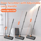 3 in 1 Floor Scrub Brush,Floor Scrubber with Squeegee and Tweezer, Push Broom with Long Handle,Heavy-Duty Stiff 90° Bristle Broom for Patio,Shower, Garage,Deck,Tile, Concrete & Wood Surface - Image 2