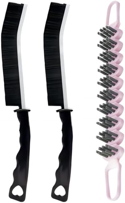 Crevice Cleaning Brush Set Grout Scrub Cleaning Tools 3 Pcs Black/Pink by TheHouseofCoshonwol