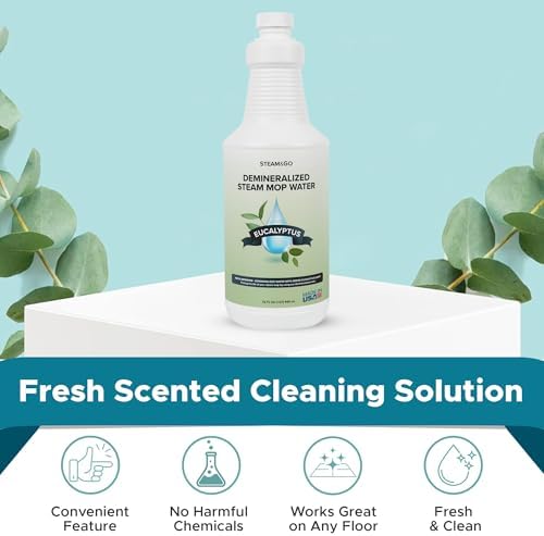 Steam & Go Demineralized Water for Steam Mop, Eucalyptus Mint, 32 oz 6 pack - Image 2