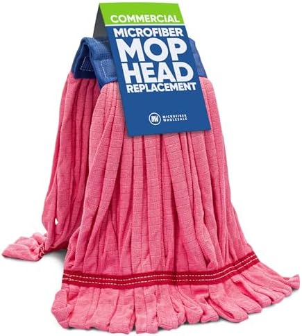 Commercial Mop Head Replacement – 1 Pack Red Large Microfiber Tube Mop (18 oz.) | Industrial Wet Mops | Washable Refill, Reusable, Heavy Duty, Looped End Mopheads | | Hardwood, Concrete by MicrofiberWholesale