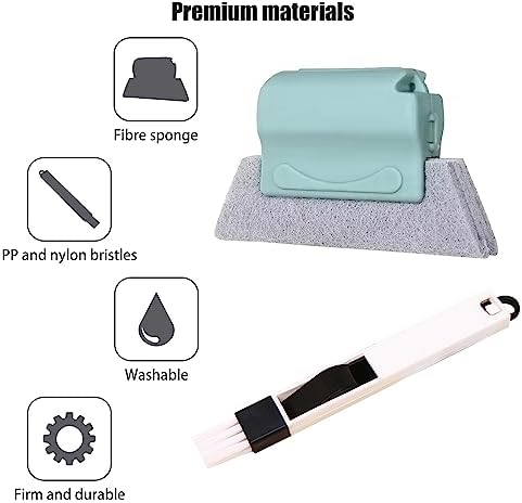 Window Groove Cleaning Tools Set,Small Multipurpose Track Brush with dustpan,Magic Gap Scouring Pad with 10 Replacement Sponge,Sliding Door Slot Cleaner Tools,Hand-held Family Sill Crevice Clean Scrub - Image 2