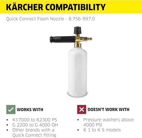 Kärcher Foam Cannon for Electric Pressure Washers up to 4000 PSI - Quick-Connect Fitting - Great for Vehicle and Car Wash - Image 6