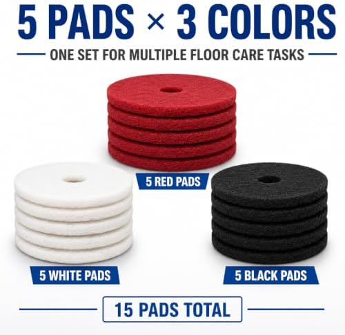 22 Inch Floor Pad Variety Pack, White Red Black, 15 Count - Image 5