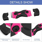 4 PCS Razor Blade Scraper with 40Pcs Metal and 40Pcs Plastic Blades, 2-in-1 Cleaning Scraper Tool for Cooktop Oven Floor Window Glass Car (Pink) - Image 3