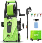 Electric Pressure Washer 5000 PSI High Power Washer with 33ft Hose Reel,4 Nozzles and Foam Cannon,Power Cleaners Machine for Home, Cars, Patio, Green by ImdotDirect