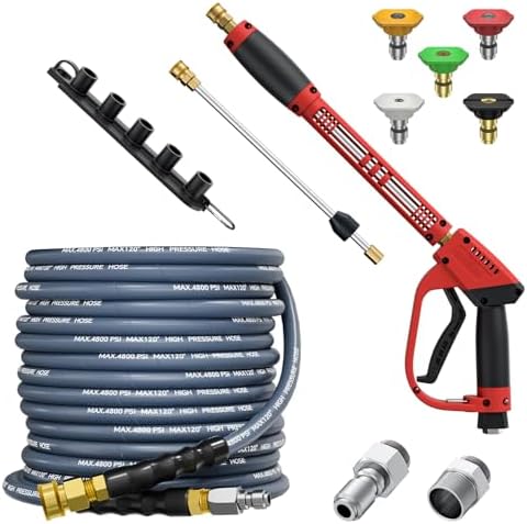 3/8’’ Pressure Washer Hose and Gun, 30’’ Extension Washer Wand by TechSweeppro