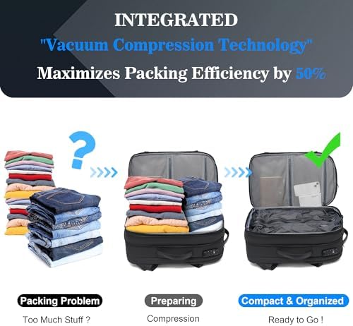 POSO Vacuum Backpack Travel, 60L Expandable Vacuum Seal Backpack with Pump & Laptop Compartment (Fits 17") - Image 2
