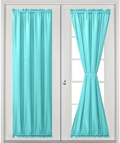 Hiasan French Door Curtains Privacy, Aqua, 24W x 72L, 1 Panel - Image 2