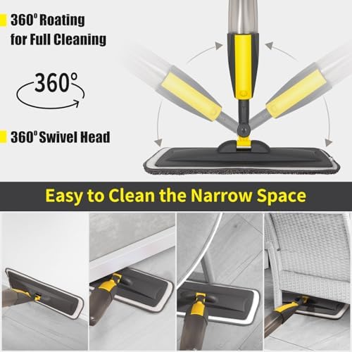 Wet Spray Mop for Floor Cleaning with 14 oz Bottle & 3 Microfiber Pads - Image 3