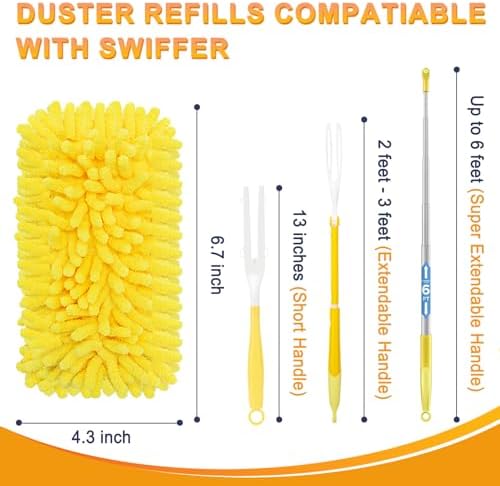 KeFanta Reusable Duster Refill for Swiffer, 8Pcs with 1 Handle - Image 3