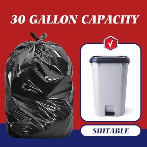 Teivio Large Black Trash Bags 30-33 Gallon 300 Count 30+ Gal Garbage Bags - Image 3