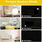 100% Blackout Window Cover Curtains for Bedroom 57x40Inch,No Drill,DIY Cut Portable Removable Black out Shades Blinds Cover for Baby Nursery,RV,Media Room,Hook&Loop Tape Straps Stickers,Magnetic Clips - Image 6